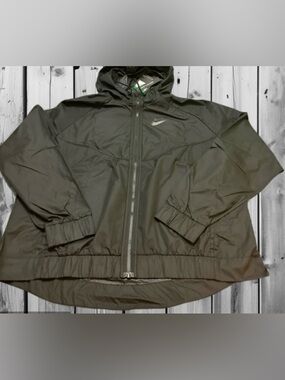 Nike Black Hooded Windbreaker with Reflective Swoosh XL